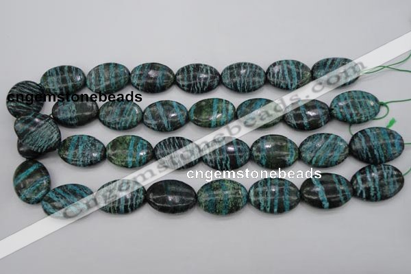 CSJ228 15.5 inches 18*25mm oval dyed green silver line jasper beads