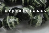 CSJ23 15.5 inches 15*20mm teardrop green silver line jasper beads