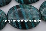 CSJ230 15.5 inches 30*40mm oval dyed green silver line jasper beads