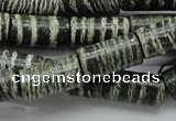 CSJ24 15.5 inches 10*20mm column green silver line jasper beads