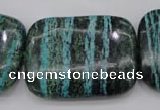 CSJ248 15.5 inches 30*40mm rectangle dyed green silver line jasper beads