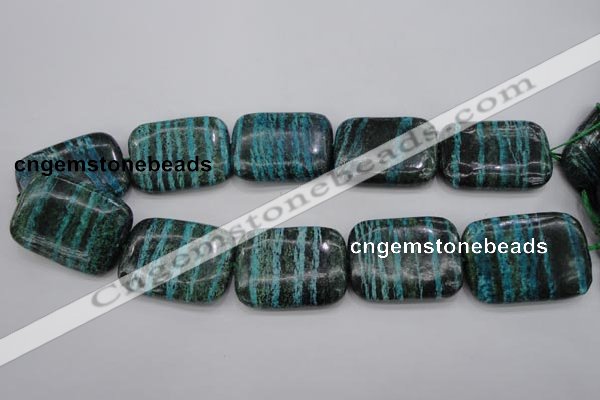 CSJ248 15.5 inches 30*40mm rectangle dyed green silver line jasper beads