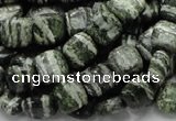 CSJ26 15.5 inches 10*10mm square green silver line jasper beads