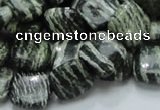 CSJ27 15.5 inches 12*12mm square green silver line jasper beads