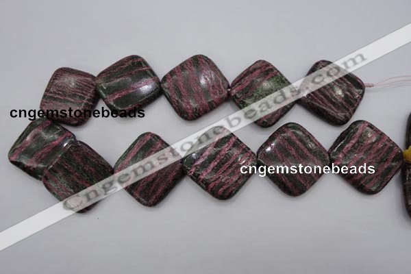 CSJ280 15.5 inches 30*30mm diamond dyed green silver line jasper beads