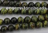 CSJ292 15.5 inches 8mm round dyed green silver line jasper beads