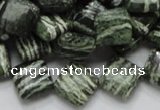 CSJ30 15.5 inches 12*12mm diamond green silver line jasper beads