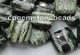 CSJ31 15.5 inches 15*15mm diamond green silver line jasper beads