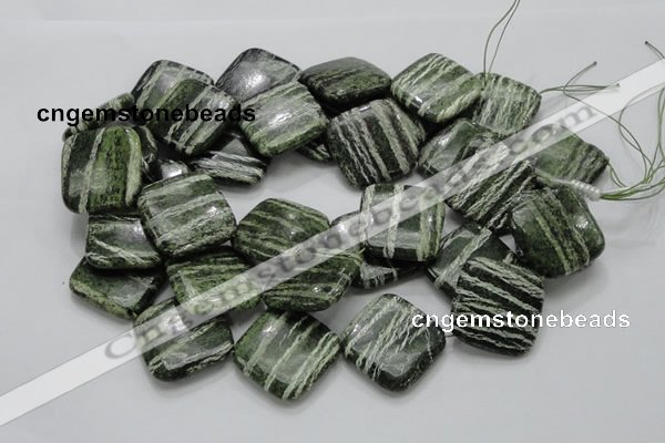 CSJ33 15.5 inches 30*30mm diamond green silver line jasper beads