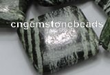 CSJ34 15.5 inches 40*40mm diamond green silver line jasper beads