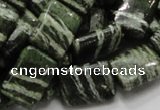 CSJ37 15.5 inches 13*18mm rectangle green silver line jasper beads