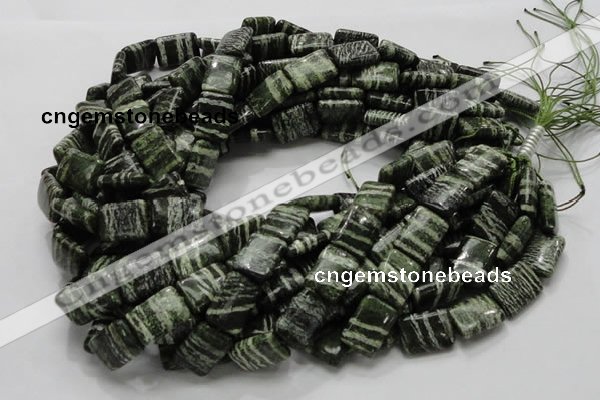 CSJ37 15.5 inches 13*18mm rectangle green silver line jasper beads