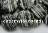 CSJ44 15.5 inches 20mm flat round green silver line jasper beads