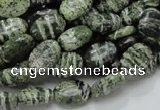 CSJ50 15.5 inches 8*12mm oval green silver line jasper beads