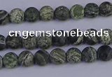 CSJ500 15.5 inches 4mm round matte green silver line jasper beads