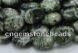 CSJ51 15.5 inches 10*14mm oval green silver line jasper beads