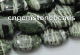 CSJ52 15.5 inches 13*18mm oval green silver line jasper beads