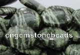 CSJ54 15.5 inches 18*25mm oval green silver line jasper beads