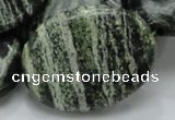 CSJ56 15.5 inches 30*40mm oval green silver line jasper beads