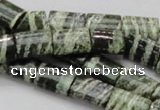 CSJ60 15.5 inches 10*14mm rectangle green silver line jasper beads