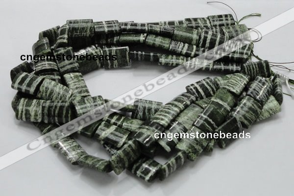 CSJ61 15.5 inches 16*20mm rectangle green silver line jasper beads
