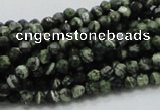 CSJ62 15.5 inches 4mm faceted round green silver line jasper beads