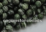 CSJ64 15.5 inches 8mm faceted round green silver line jasper beads