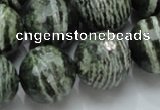 CSJ69 15.5 inches 20mm faceted round green silver line jasper beads