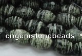 CSJ73 15.5 inches 11*16mm faceted rice green silver line jasper beads