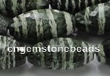 CSJ75 15.5 inches 15*30mm faceted rice green silver line jasper beads