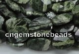 CSJ78 15.5 inches 12*16mm faceted oval green silver line jasper beads