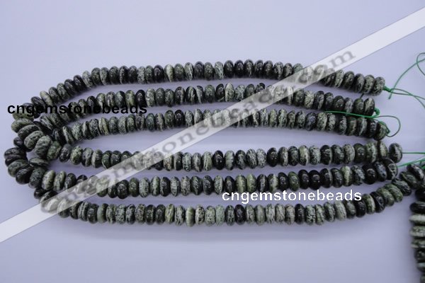 CSJ88 15.5 inches 5*10mm rondelle green silver line jasper beads