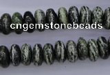 CSJ89 15.5 inches 6*12mm rondelle green silver line jasper beads