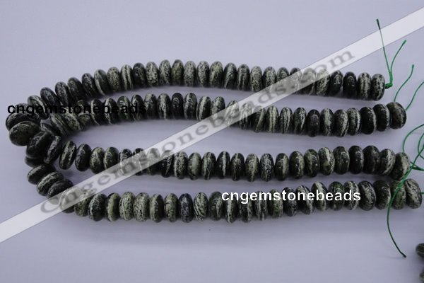 CSJ90 15.5 inches 7*14mm rondelle green silver line jasper beads