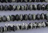 CSJ91 15.5 inches 5*8mm faceted rondelle green silver line jasper beads