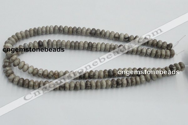 CSL02 15.5 inches 5*10mm rondelle silver leaf jasper beads wholesale