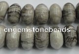 CSL03 15.5 inches 9*16mm rondelle silver leaf jasper beads wholesale