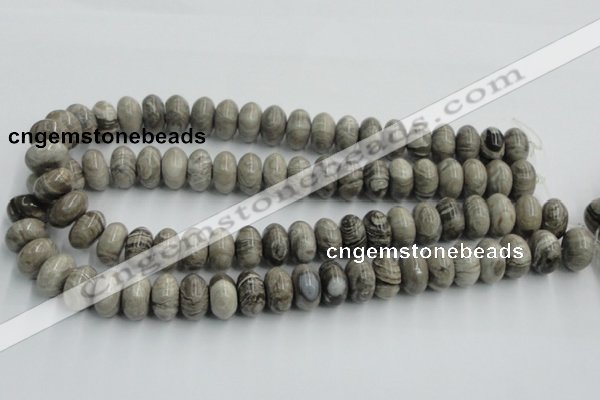 CSL03 15.5 inches 9*16mm rondelle silver leaf jasper beads wholesale