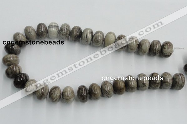 CSL04 15.5 inches 12*20mm rondelle silver leaf jasper beads wholesale