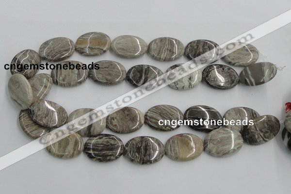 CSL06 15.5 inches 22*30mm oval silver leaf jasper beads wholesale