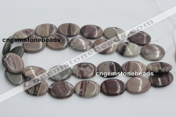 CSL07 15.5 inches 20*30mm oval silver leaf jasper beads wholesale