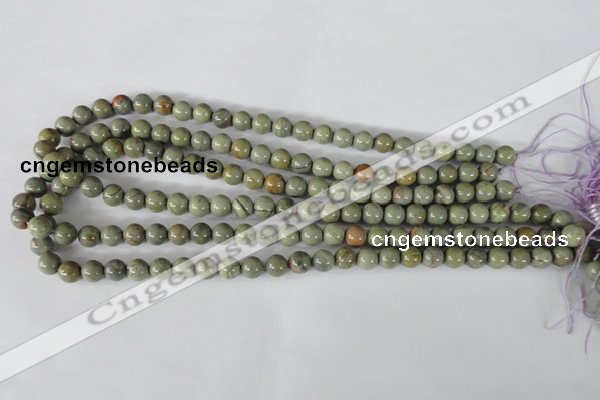 CSL102 15.5 inches 8mm round silver leaf jasper beads wholesale