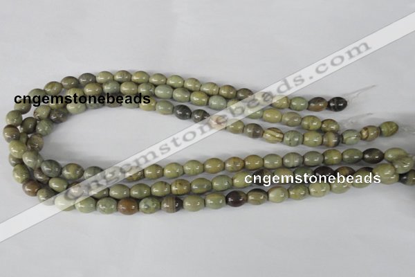 CSL103 15.5 inches 8*10mm rice silver leaf jasper beads wholesale