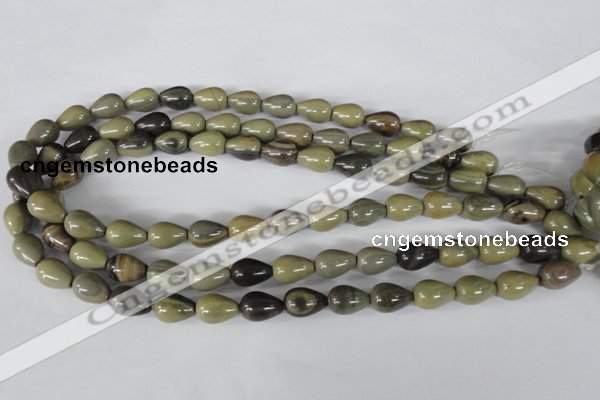 CSL104 15.5 inches 10*14mm teardrop silver leaf jasper beads wholesale