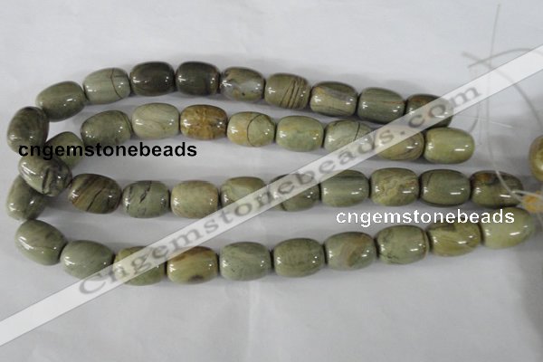 CSL107 15.5 inches 16*20mm drum silver leaf jasper beads wholesale