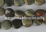 CSL115 15.5 inches 12mm flat round silver leaf jasper beads wholesale