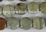 CSL116 15.5 inches 15mm flat round silver leaf jasper beads wholesale