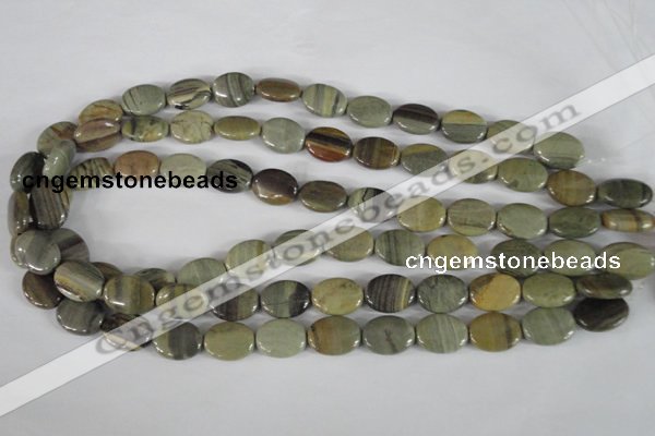 CSL117 15.5 inches 12*16mm oval silver leaf jasper beads wholesale