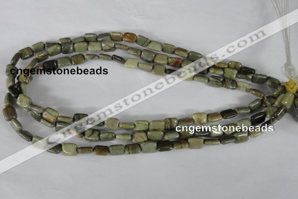 CSL119 15.5 inches 8*10mm rectangle silver leaf jasper beads wholesale