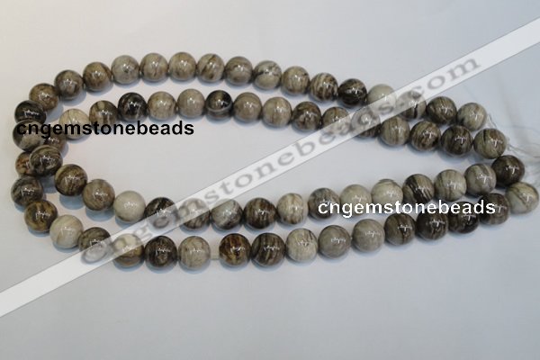 CSL12 15.5 inches 12mm round silver leaf jasper beads wholesale